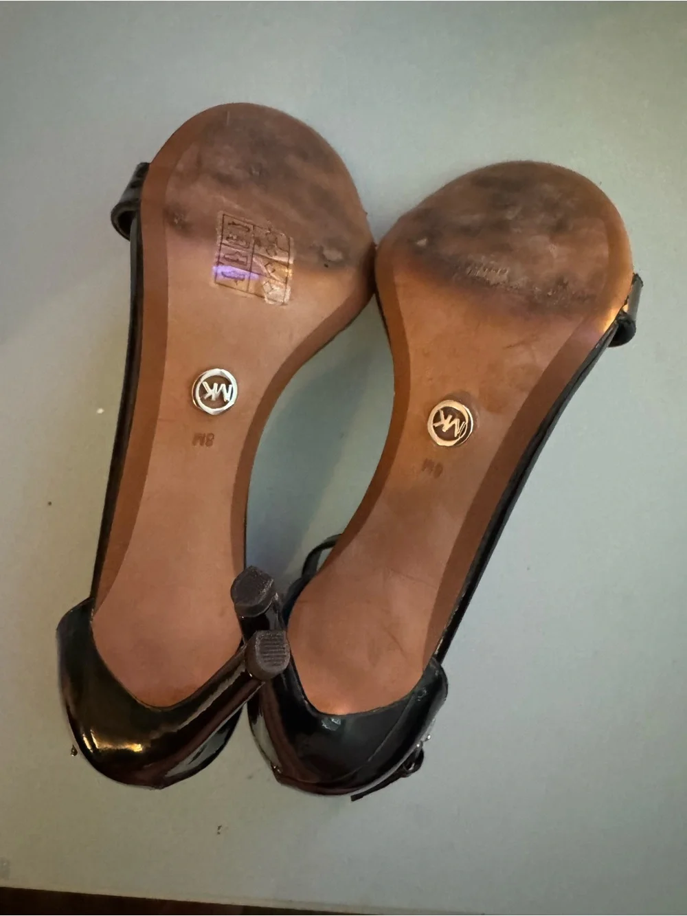 MICHAEL Michael Kors Black Sequin Bow Ankle-Strap Heels Size 8